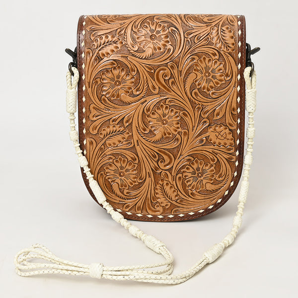 ADBG1418 American Darling Hand-Tooled Western Leather Small Crossbody Bag | Genuine Floral Carved Purse