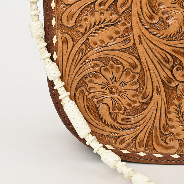 ADBG1418 American Darling Hand-Tooled Western Leather Small Crossbody Bag | Genuine Floral Carved Purse