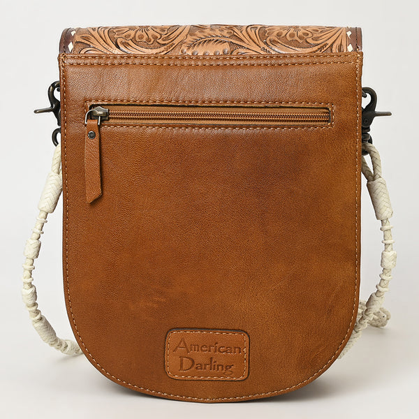 ADBG1418 American Darling Hand-Tooled Western Leather Small Crossbody Bag | Genuine Floral Carved Purse