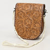 ADBG1418 American Darling Hand-Tooled Western Leather Small Crossbody Bag | Genuine Floral Carved Purse