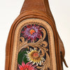 ADBG1425 American Darling Hand-Tooled Western Leather Sling Bag | Genuine Leather Floral Carved