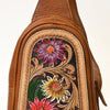 ADBG1425 American Darling Hand-Tooled Western Leather Sling Bag | Genuine Leather Floral Carved
