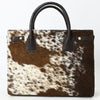 ADBGM382 Hair-On Cowhide Leather Tote Bag with Black Handles - Western Structured Office Handbag