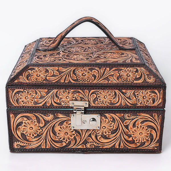 ADBGA523 American Darling Western Leather Hand Tooled Floral Carved Jewelry Case
