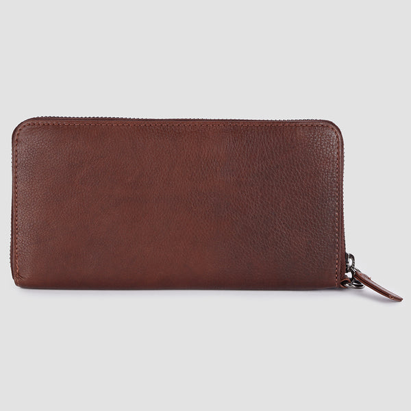 ADBGM394 Saddle Brown Zip-Around Leather Wallet Wristlet - American Darling