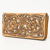 ADBGZ810 Hand-Tooled Leather Wallet - Western Floral Zip Wallet with Inlay