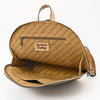 ADBGZ813 Hand-Tooled Leather Backpack - Western Floral Design in Natural Tan