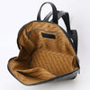 ADBGZ814 Black Hand-Tooled Leather Backpack - Western Floral Carved Daypack