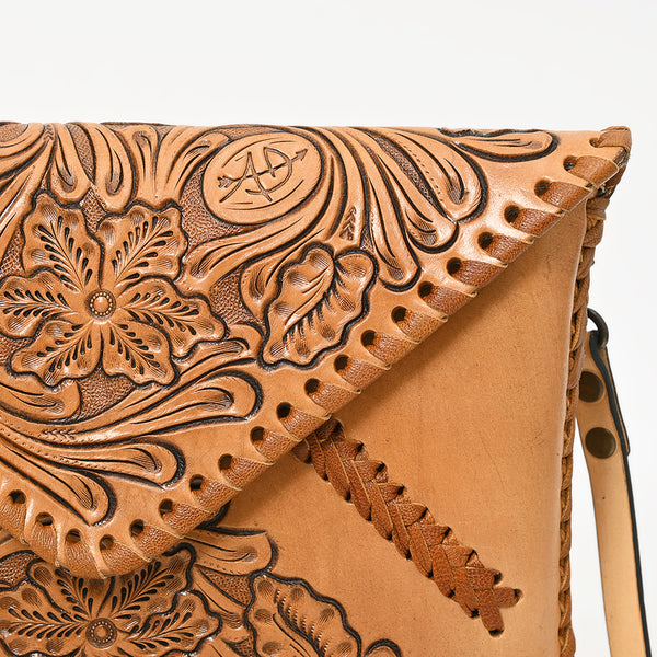 ADBG1109 American Darling Hand-Tooled Genuine Leather Western Envelope Bag Floral Carved Crossbody