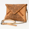 ADBG1109 American Darling Hand-Tooled Genuine Leather Western Envelope Bag Floral Carved Crossbody
