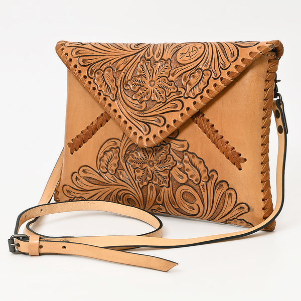 ADBG1109 American Darling Hand-Tooled Genuine Leather Western Envelope Bag Floral Carved Crossbody