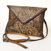 ADBG1109 American Darling Hand-Tooled Genuine Leather Western Envelope Bag Floral Carved Crossbody
