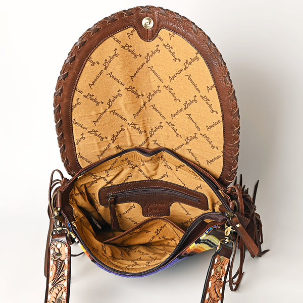 ADBGA526 American Darling Western Leather Hand Woven Saddle Blanket Cross body Bag
