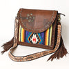 ADBGA526 American Darling Western Leather Hand Woven Saddle Blanket Cross body Bag