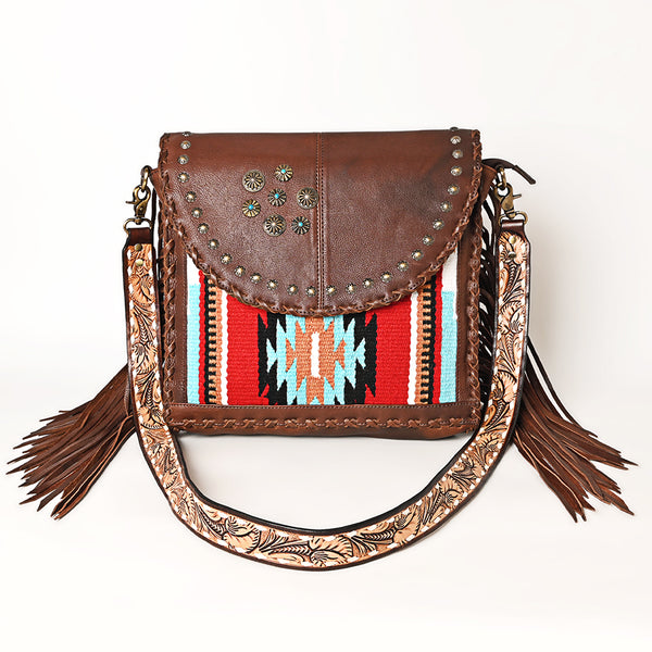 ADBGA526 American Darling Western Leather Hand Woven Saddle Blanket Cross body Bag