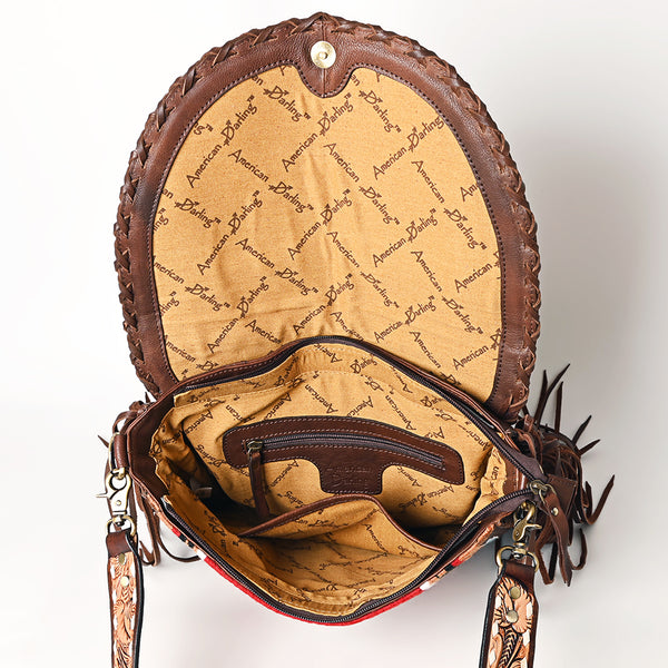 ADBGA526 American Darling Western Leather Hand Woven Saddle Blanket Cross body Bag
