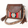 ADBGA526 American Darling Western Leather Hand Woven Saddle Blanket Cross body Bag
