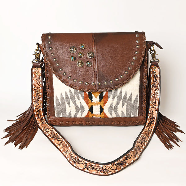 ADBGA526 American Darling Western Leather Hand Woven Saddle Blanket Cross body Bag
