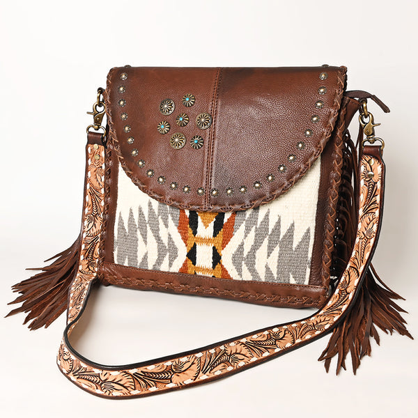 ADBGA526 American Darling Western Leather Hand Woven Saddle Blanket Cross body Bag
