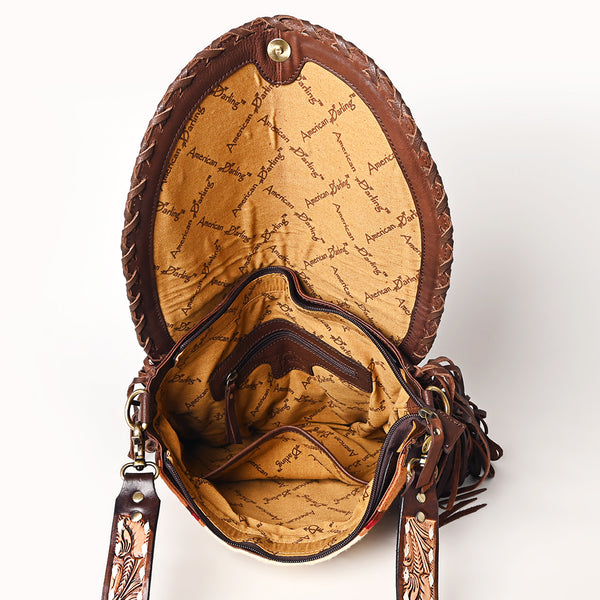 ADBGA526 American Darling Western Leather Hand Woven Saddle Blanket Cross body Bag
