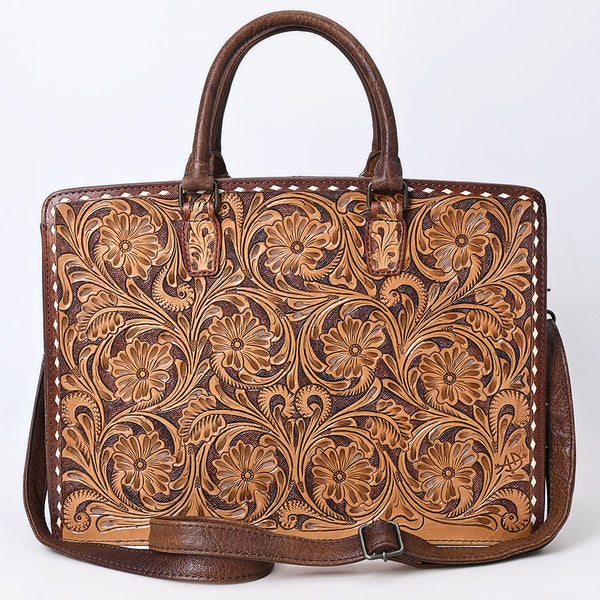 ADBG1429 American Darling Hand-Tooled Genuine Leather Western Tote Bag | Floral Carved Artisan Design