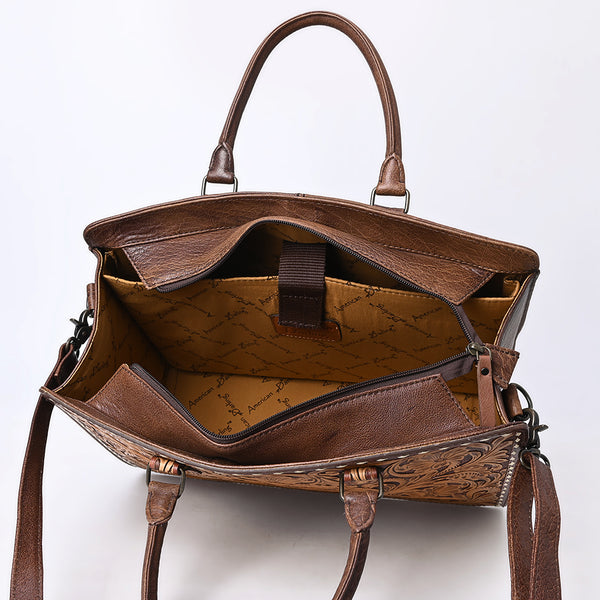 ADBG1429 American Darling Hand-Tooled Genuine Leather Western Tote Bag | Floral Carved Artisan Design