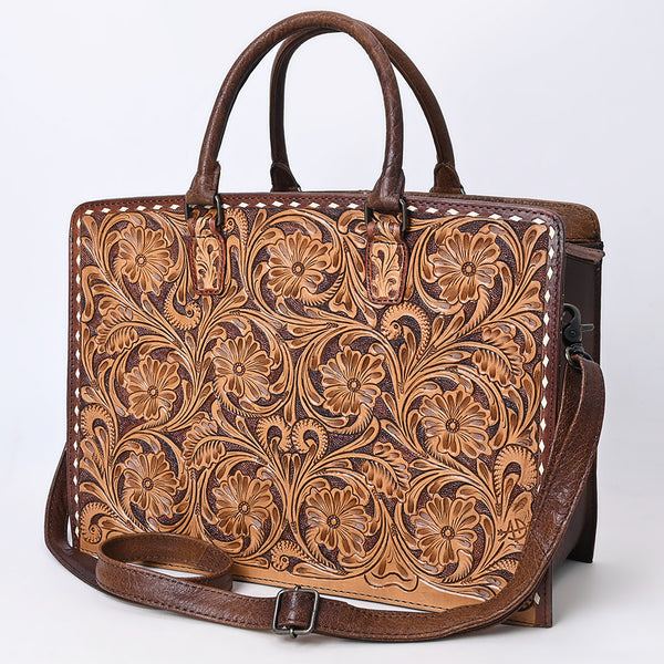 ADBG1429 American Darling Hand-Tooled Genuine Leather Western Tote Bag | Floral Carved Artisan Design