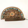 ADBG1433 American Darling Hand-Tooled Genuine Leather Western Taco Bag | Floral Carved Artisan Wristlet
