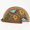 ADBG1433 American Darling Hand-Tooled Genuine Leather Western Taco Bag | Floral Carved Artisan Wristlet