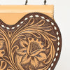 ADBGZ819 Heart-Shaped Hand-Tooled Leather Crossbody Canteen Bag with Chain Strap