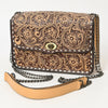 ADBGZ820 Hand-Tooled Leather Crossbody Bag with Chain Strap - Floral Western Design