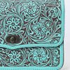ADBGZ820 Hand-Tooled Leather Crossbody Bag with Chain Strap - Floral Western Design