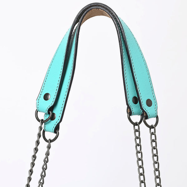 ADBGZ820 Hand-Tooled Leather Crossbody Bag with Chain Strap - Floral Western Design