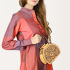 ADBGZ822 Hand-Tooled Leather Western Ring Handle Clutch Bag - Floral Design