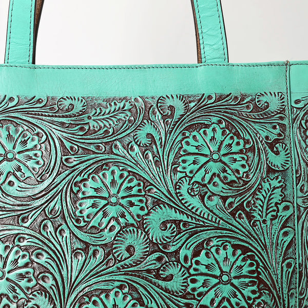 ADBGZ825 Hand-Tooled Leather Western Tote Bag - Large Floral Design