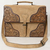 ADBG1436 American Darling Hand-Tooled Genuine Leather Western Briefcase Bag | Genuine Suede & Buckstitch Artisan Design