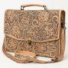 ADBG1437 American Darling Western Hand-Tooled Leather Briefcase Bag Floral Carved Genuine Leather Work Bag