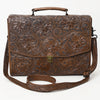 ADBG1437 American Darling Western Hand-Tooled Leather Briefcase Bag Floral Carved Genuine Leather Work Bag