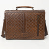 ADBG1437 American Darling Western Hand-Tooled Leather Briefcase Bag Floral Carved Genuine Leather Work Bag