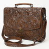 ADBG1437 American Darling Western Hand-Tooled Leather Briefcase Bag Floral Carved Genuine Leather Work Bag