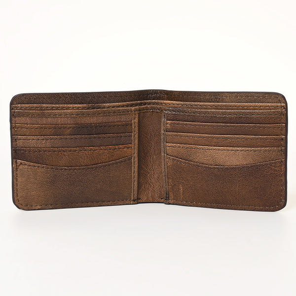 ADBG1438 American Darling Hand-Tooled Genuine Leather Western Wallet Bag with Floral Carving & Card Slots