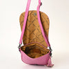 ADBG1439 American Darling Hand-Tooled Western Leather Crossbody Bag Genuine Leather Pink Tassel Purse
