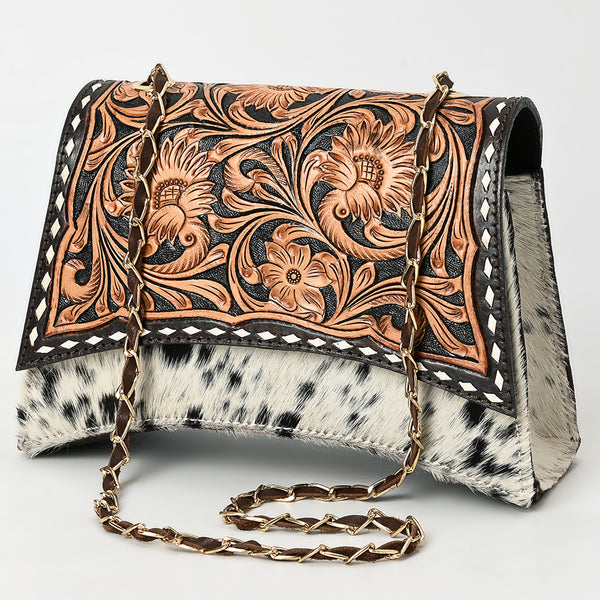ADBGA536 American Darling Western Leather Cross body Bag Hand Tooled Hair-On Cowhide
