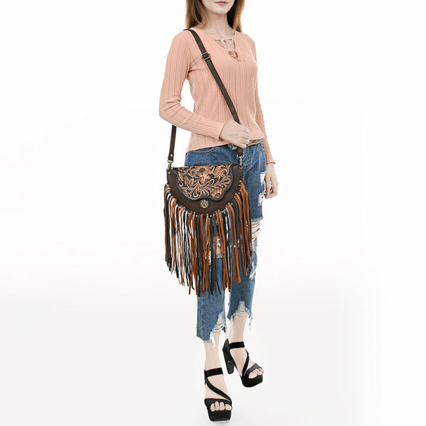 ADBGA540 American Darling Western Leather Small Cross body Bag Hand Tooled Floral