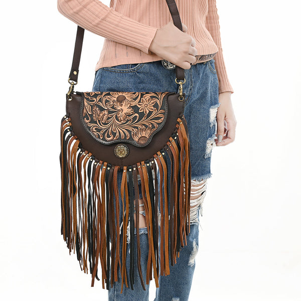 ADBGA540 American Darling Western Leather Small Cross body Bag Hand Tooled Floral