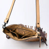ADBGZ826 Hand-Tooled Leather Fringe Messenger Bag Western Floral Saddle Style