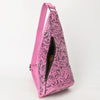 ADBG1443 American Darling Pink Hand Tooled Leather Sling Bag Western Floral Carved Crossbody