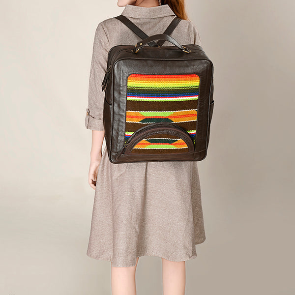 OHA138Backpack Saddle Blanket Genuine Leather Western Women Bag | for Laptop School Purse Travel