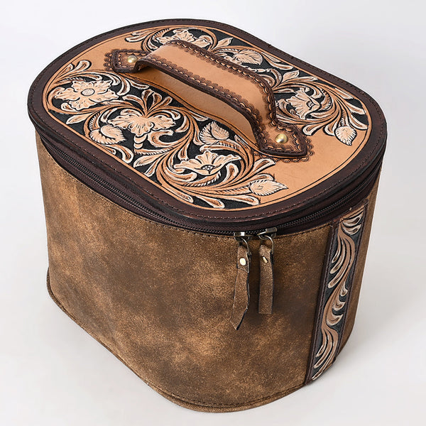ADBGA411 American Darling Hand Tooled Floral Carved Genuine Leather Jewelry Case