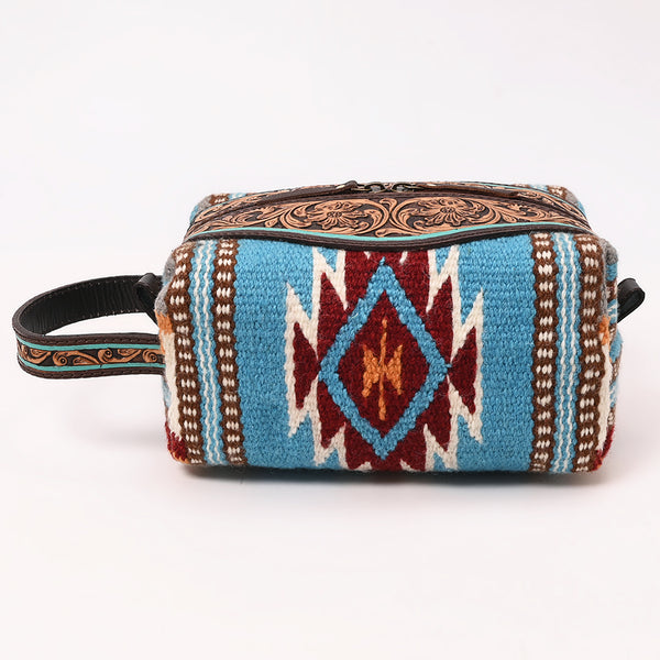 ADBGA555 American Darling Hand Woven Saddle Blanket & Tooled Leather Toiletry